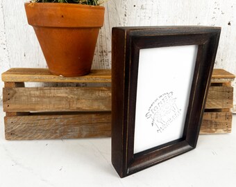 4x6 Picture Frame in Foxy Cove Style with Vintage Dark Wood Tone Finish - IN STOCK - Same Day Shipping - 4 x 6 Photo Frame Hardwood