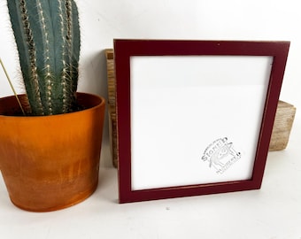 SHIPS TODAY - 8x8 Picture Frame - Square Frame Peewee Style with Vintage Wine Finish - In Stock - 8 x 8 inch Thin Wood Photo Frame Burgundy