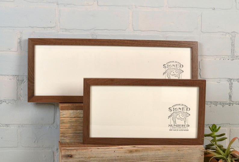Panoramic Picture Frame in 1x1 Flat Style and Solid Natural Wood Tone Color of Your Choice - Select Your Size: 2x6, 5x15 + more 