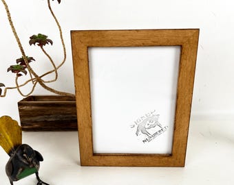 SHIPS TODAY - 6x8 Picture Frame - 1x1 Flat Style on Poplar with All over Burnished Finish - In Stock - 6 x 8 Photo Frame - Rustic Frame
