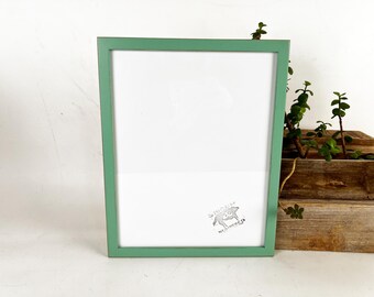 11x14" Picture Frame - SHIPS TODAY - Peewee Style with Vintage Robin's Egg Finish - In Stock - Handmade 11 x 14 inch Solid Hardwood Green