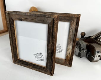 SHIPS RIGHT AWAY - 8x10" Picture Frame in Rustic Reclaimed Cedar Build Up Style - In Stock Upcycled Wood Frame