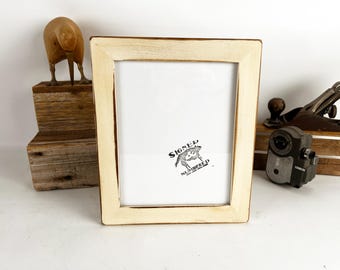 SHIPS TODAY - 8x10 Picture Frame in 1.5" Reclaimed Cedar with Super Vintage Ivory Finish - In Stock - 8 x 10 Reclaimed Wood Off White