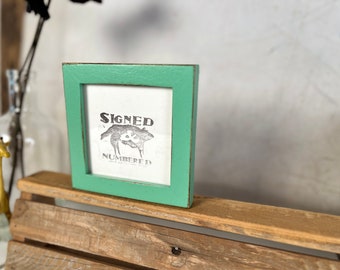 4x4 Photo Frame - SHIPS TODAY - Peewee Style with Vintage Robin's Egg Finish - In Stock - 4 x 4 Photo Frames