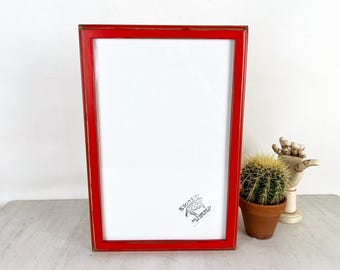 SHIPS TODAY - 11x17 Picture Frame - 1x1 Outside Cove Style with Super Vintage Ruby Red Finish - Handmade 11 x 17" Photo Frame - In Stock