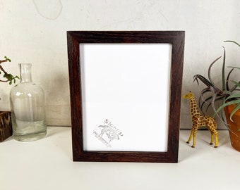 SHIPS TODAY - 8x10 Picture Frame in 1x1 Flat Style on Oak with Vintage Dark Wood Tone Finish - In Stock - Modern Frame 8 x 10