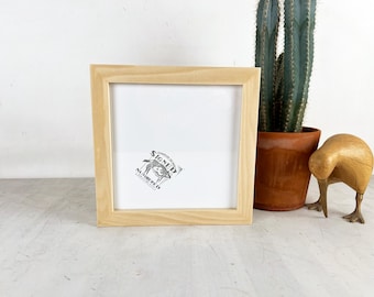SHIPS TODAY - 8x8" Picture Frame - 1x1 Flat Style Built from Solid Natural Poplar Wood - In Stock - 8 x 8 Square Frame Mid Century Decor