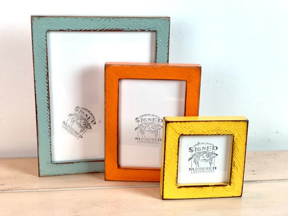 Super Vintage Color of Your Choice in 1x1 Roughsawn Style Choose your frame size: 2x2 up to 18x24 inches - A4 size Picture Frames