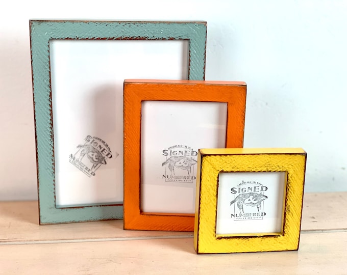 Featured listing image: Super Vintage Color of Your Choice in 1x1 Roughsawn Style Choose your frame size: 2x2 up to 18x24 inches - A4 size Picture Frames