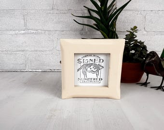 SHIPS TODAY - 3x3" Square Picture Frame - 1x1 Flared Corners Style in Solid Ivory Finish - In Stock - 3x3 Photo Frame