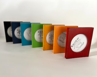 4x4 Pine Circle Opening Picture Frame in Vintage Finish COLOR of YOUR CHOICE - 4 x 4 inch Circle Round Picture Frame
