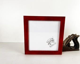 SHIPS TODAY - 8x8" Picture Frame - 1x1 Flat Style with Vintage Red Dye Finish on Oak Wood - In Stock - 8 x 8 Square Frame