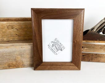 5x7" Picture Frame SHIPS TODAY - 1.5 Solid Natural Walnut Rounded Style - In Stock - 5 x 7 Photo Frame Mid Century Modern Decor