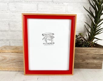 SHIPS TODAY - 8x10 Picture Frame - Foxy Minus Style with Natural Alder and Ruby Red Wash - In Stock - Modern Handmade Photo Frame 8 x 10