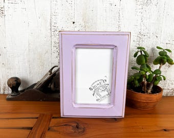 SHIPS TODAY - 4x6 Picture Frame - 1.5 Double Cove Style with Vintage Lilac Finish - In Stock - 4 x 6 Photo Frame Purple