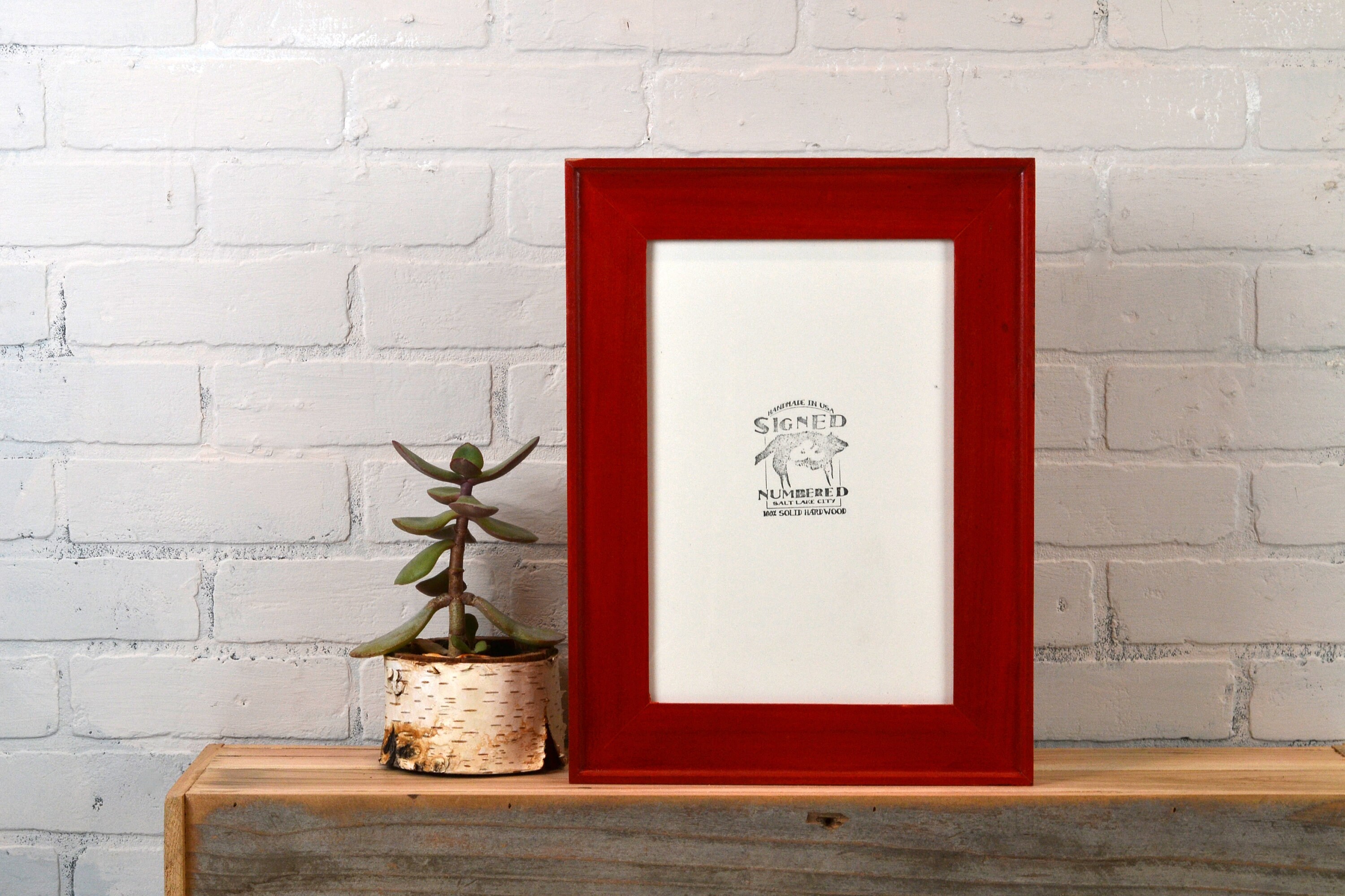 8x12 Picture Frame In Oslo Slope Style With Solid Red Dye Finish IN 