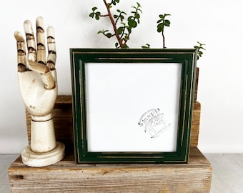 SHIPS TODAY - 7x7 Picture Frame - 1x1 Double Cove Style with Vintage Forest Green Finish - In Stock - 7 x 7 Square Photo Frame