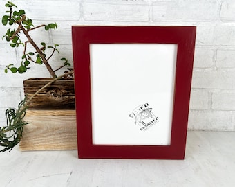 SHIPS TODAY - 8x10 Picture Frame in 1.5" Reclaimed Cedar with Super Vintage Wine Finish - In Stock - 8 x 10 Reclaimed Wood Burgundy Red