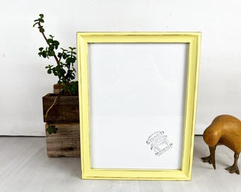 9x12 Picture Frame - SHIPS TODAY - Foxy Cove Style with Vintage Baby Yellow Finish - In Stock - Handmade Frame 9 x 12 inch size