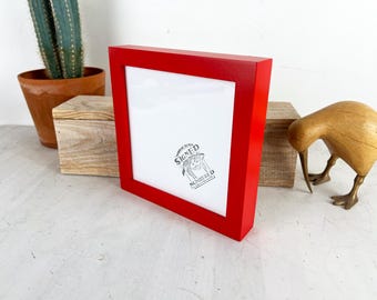 SHIPS TODAY - 7x7" Square Picture Frame in Deep Flat Style with Solid Ruby Red Finish - In Stock - 7 x 7 Photo Frame