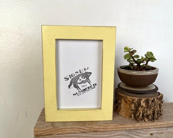 SHIPS TODAY - 4x6 Picture Frame in 1x1 Flat Style with Vintage Baby Yellow Finish - In Stock - 4 x 6 Photo Frame Yellow