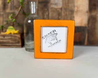 SHIPS TODAY - 4x4 Photo Frame - 1x1 Roughsawn Style with Super Vintage Orange Finish - In Stock - 4 x 4 Photo Frames