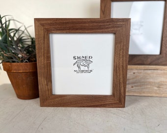 SHIPS TODAY - 7.5x7.5 Square Picture Frame in 1.5 Standard Style with Solid Natural Walnut Finish - In Stock - 7.5 x 7.5 Photo Frame Modern