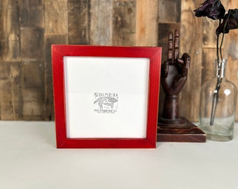 SHIPS TODAY - 8x8" Picture Frame - 1x1 Flat Style with Vintage Red Dye Finish on Poplar Wood - In Stock - 8 x 8 Square Frame