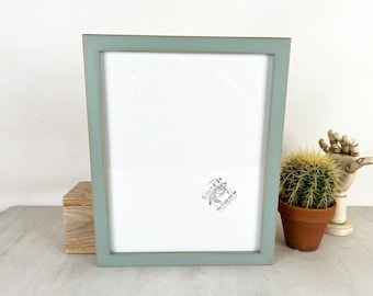 SHIPS TODAY - 11x14" Picture Frame in 1x1 Flat Style with Vintage Homestead Finish - In Stock - Handmade 11 x 14 Solid Hardwood Green