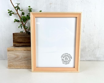 SHIPS TODAY - 8x10 Picture Frame - Foxy Minus Style with Natural Poplar and Coral Wash - In Stock - Modern Handmade Photo Frame 8 x 10