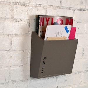 Handmade Modern Mail Holder - Wall Mounted - in Color OF YOUR CHOICE - Wooden Wall Unit - Mail Storage - Organizer