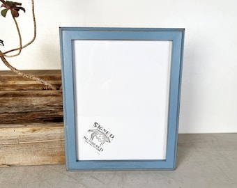 8.5 x 11 Picture Frame - SHIPS RIGHT AWAY - 1x1 Outside Cove Style with Vintage Smokey Blue Finish - In Stock - 8.5x11 inch Frame