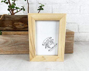 4x6 Picture Frame - SHIPS TODAY - 1x1 Flat Style in Solid Natural Poplar Wood - In Stock - mid century decor 4 x 6 Photo Frame