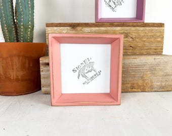 SHIPS TODAY - 5x5 Square Picture Frame - Park Slope Style with Vintage Rose Finish - In Stock - 5 x 5 Photo Solid Wood Frame Pink