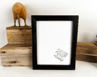 7x9 Picture Frame - SHIPS TODAY - 1x1 Flat Style with Vintage Black Finish - In Stock - 7 x 9 Modern Frame Hardwood Housewarming Gift