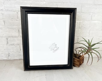 11x14" Picture Frame - SHIPS TODAY - Diplomat Style with Vintage Black Finish - In Stock - Handmade 11 x 14 Frame