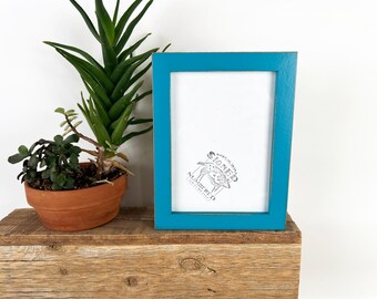 SHIPS TODAY - 5x7" Picture Frame - Deep Flat Style with Vintage Turquoise Finish -In Stock - Gallery Frame 5 x 7 Solid Hardwood Blue Green