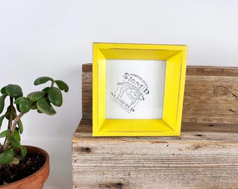 SHIPS TODAY - 4x4 Solid Hardwood Frame - Park Slope Style with Vintage Yellow Finish - In Stock - Square 4 x 4 Picture Frame Modern