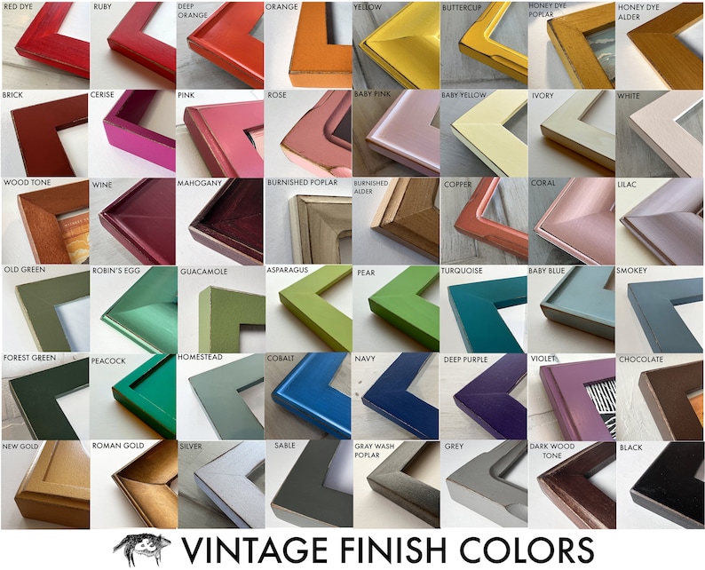 Vintage Color of Your Choice in Wood Wedge Style Choose your frame size: 2x2 up to 24x36 inches FREE SHIPPING image 10