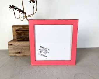 SHIPS TODAY - 8x8" Picture Frame - 1x1 Flat Style with Vintage Pink Finish on Poplar Wood - In Stock - 8 x 8 Square Frame