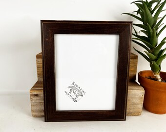 8x10 Picture Frame - SHIPS TODAY - 1.5 Outside Cove style with Vintage Dark Wood Tone Finish - In Stock - 8 x 10 Photo Frame