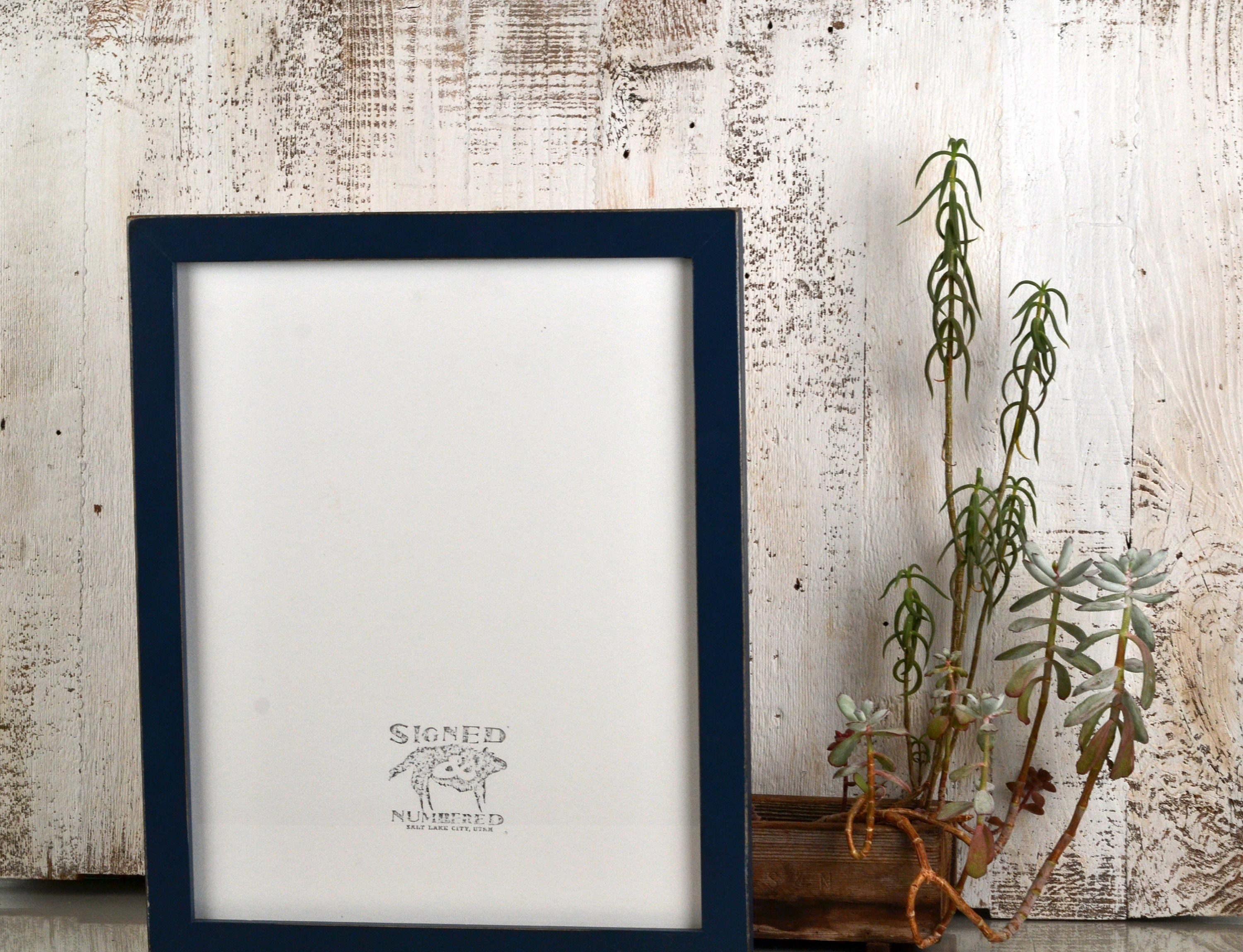 11x14 Picture Frame 1x1 Flat Style With Vintage Navy Blue Finish IN 11x14-picture-frame-1x1-flat-style-with-vintage-navy-blue-finish-in