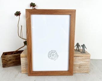 SHIPS TODAY - 8x12 Picture Frame - 1x1 Flat Style with Natural Cherry Finish - In Stock - Handmade Classic 8 x 12 Wooden Frame