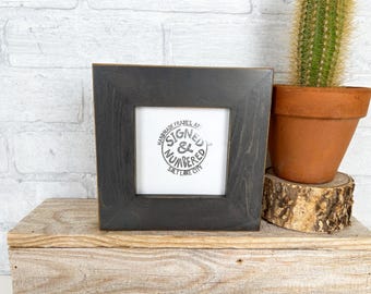 SHIPS TODAY - 4x4 Square Picture Frame - 1.5 inch Standard Style on Poplar with Vintage Gray Wash Finish In Stock - Frame 4x4"