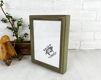 6x8" Picture Frame - SHIPS TODAY - Deep Double Cove Style with Vintage Old Green Finish - In Stock - 6 x 8 Picture Frames Modern Decor
