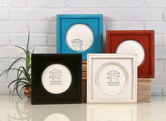 6x6 Picture Frame With Circle Opening for Square Photo Can Be ANY COLOR 6x6  With Outside Cove Build up Edge in Your Choice of Color 