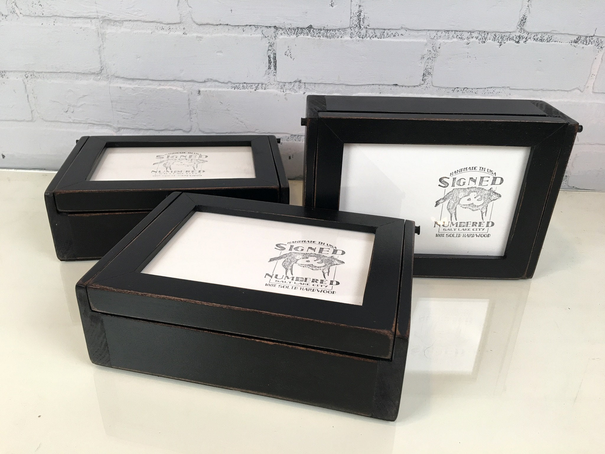 Wooden Keepsake Box with 5x7 Picture Frame Lid with Vintage Black ...