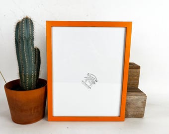 SHIPS TODAY - 11x14" Picture Frame in Peewee Style with Vintage Orange Finish - In Stock - Handmade 11 x 14 Hardwood Orange