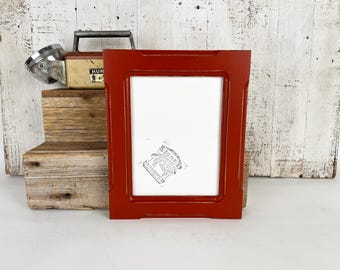 6x8" Picture Frame - SHIPS TODAY - 1.5 Wide Bones Style with Vintage Brick Red Finish - In Stock - 6 x 8 Picture Frames Modern Decor
