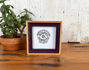 SHIPS TODAY - 4x4 Photo Frame - Foxy Minus Alder Style with Deep Purple Wash Finish - In Stock - 4 x 4 Photo Frames Purple Decor Handmade